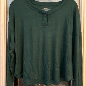 GAP Green Long Sleeve Henley Pajama Top